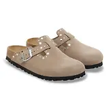 Thumbnail 7 of Birkenstock Women's Boston Rivets Suede Leather Narrow Clogs - Taupe