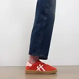 Thumbnail 3 of FitFlop Women's The Dash FF T-Toe Suede Trainers - Cherry Tomato / Warm Pink