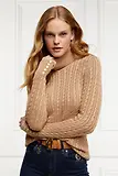 Thumbnail 4 of Holland Cooper Women's Seattle Roll Neck Cable Knit - Dark Camel Marl