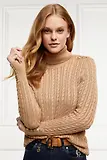 Thumbnail 11 of Holland Cooper Women's Seattle Roll Neck Cable Knit - Dark Camel Marl