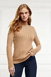 Thumbnail 9 of Holland Cooper Women's Seattle Roll Neck Cable Knit - Dark Camel Marl
