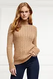 Thumbnail 2 of Holland Cooper Women's Seattle Roll Neck Cable Knit - Dark Camel Marl