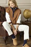 Thumbnail 6 of Joules Women's Varsity Colourblock Quarter Zip Jumper - Tan Brown