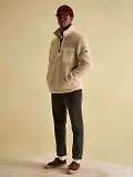 Thumbnail 6 of Joules Men's Billy Quarter Zip Borg Fleece Sweatshirt - Cream