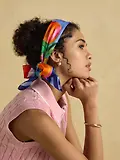 Thumbnail 4 of Joules Women's Bloomfield Silk Scarf - Blue