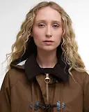 Thumbnail 5 of Barbour Women's Myra Waxed Duffle Coat - Bark/Hessian Tartan