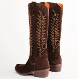 Thumbnail 3 of Penelope Chilvers Women's Blanca Suede Embroidered Boots - Bitter Chocolate