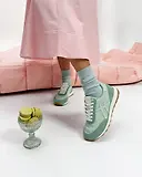 Thumbnail 10 of FitFlop x Pantone Women's Retro-Q Suede Trainers - Frosty Green