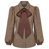 Thumbnail 1 of Holland Cooper Women's Burford Blouse - Coffee Gingham