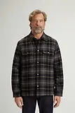 Thumbnail 2 of Woolrich Men's Recycled Italian Wool Blend Padded Alaskan Check Overshirt - Grey Black Check