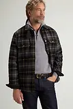 Thumbnail 5 of Woolrich Men's Recycled Italian Wool Blend Padded Alaskan Check Overshirt - Grey Black Check