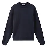 Thumbnail 1 of Woolrich Men's Logo Script Cotton Fleece Crewneck - Melton Blue