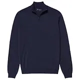 Thumbnail 1 of Oliver Sweeney Men's Curragh Merino Wool Quarter Zip Jumper - Navy Marl