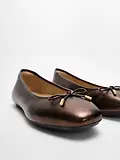 Thumbnail 6 of FitFlop Women's DELICATO Bow Soft Metallic-Leather Ballerina Flats - Metallic Chocolate Brown