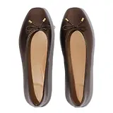 Thumbnail 2 of FitFlop Women's DELICATO Bow Soft Metallic-Leather Ballerina Flats - Metallic Chocolate Brown