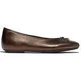 Thumbnail 1 of FitFlop Women's DELICATO Bow Soft Metallic-Leather Ballerina Flats - Metallic Chocolate Brown