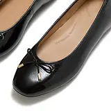 Thumbnail 4 of FitFlop Women's Delicato Bow Textured Patent-Leather Ballet Flats - Black