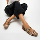 Thumbnail 2 of FitFlop Women's Delicato Leather Pony-Hair Mary Janes - Brown / White