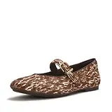 Thumbnail 5 of FitFlop Women's Delicato Leather Pony-Hair Mary Janes - Brown / White