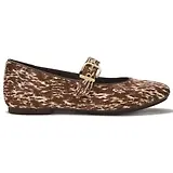 Thumbnail 1 of FitFlop Women's Delicato Leather Pony-Hair Mary Janes - Brown / White