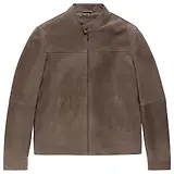 Thumbnail 1 of Oliver Sweeney Men's Dimson Kid Suede Biker Jacket - Truffle