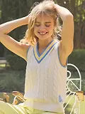 Thumbnail 8 of Joules Women's Deuce Cable Knitted Vest - Cream