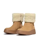 Thumbnail 5 of FitFlop Women's F-MODE Shearling-Collar Zip-Up Suede Ankle Boots - Desert Tan
