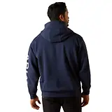 Thumbnail 2 of Ariat Men's Rebar Lightweight Logo Hoodie - Navy Heather/Alloy