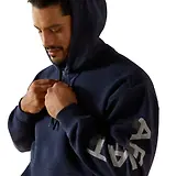 Thumbnail 5 of Ariat Men's Rebar Lightweight Logo Hoodie - Navy Heather/Alloy