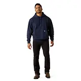 Thumbnail 3 of Ariat Men's Rebar Lightweight Logo Hoodie - Navy Heather/Alloy