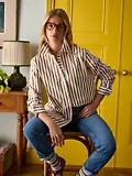 Thumbnail 9 of Joules Women's Amilla Longline Relaxed Fit Shirt - Tan/White