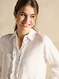 Thumbnail 5 of Joules Women's Selene Linen Ruffle Shirt - White