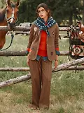 Thumbnail 2 of Joules Women's Albury Wide Leg Trousers - Brown Dogtooth