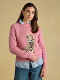 Thumbnail 2 of Joules Women's Dachshund Cotton Blend Crew Neck Knitted Jumper - Pink