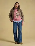 Thumbnail 4 of Joules Women's Dachshund Cotton Blend Crew Neck Knitted Jumper - Pink
