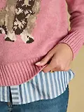 Thumbnail 6 of Joules Women's Dachshund Cotton Blend Crew Neck Knitted Jumper - Pink
