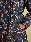 Thumbnail 5 of Joules Women's Holkham Waterproof Packable Hooded Raincoat - Navy Blue Bridle
