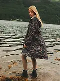 Thumbnail 10 of Joules Women's Holkham Waterproof Packable Hooded Raincoat - Navy Blue Bridle
