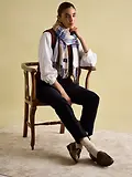 Thumbnail 4 of Joules Women's Langtree Scarf - Cream & Blue