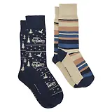 Thumbnail 1 of Joules Men's Kingsbury Socks 2 Pack UK 7-12 - Navy/Oatmeal