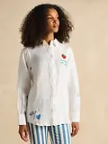 Thumbnail 2 of Joules Women's Set Match Tennis Theme 100% Linen Shirt - Chalk