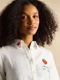 Thumbnail 9 of Joules Women's Set Match Tennis Theme 100% Linen Shirt - Chalk