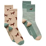 Thumbnail 1 of Joules Women's Everyday Socks 2 Pack UK 4-8 - Khaki/Cream