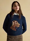 Thumbnail 2 of Joules Women's Monty Dog Knitted Intarsia Jumper - Navy