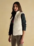 Thumbnail 4 of Joules Women's Reversible Faux Fur Padded Gilet - Brown/Cream
