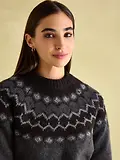 Thumbnail 6 of Joules Women's Victoria Fair Isle Jumper - Charcoal Grey