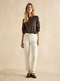 Thumbnail 4 of Joules Women's Harbour Boat Neck Long Sleeve Breton Stripe Top - Navy & Tan