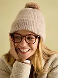 Thumbnail 5 of Joules Women's Effie Knitted Bobble Hat - Camel