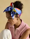 Thumbnail 5 of Joules Women's Bloomfield Silk Scarf - Blue