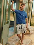 Thumbnail 9 of Joules Men's Harford Short Sleeve Top & Pyjama Set With Packable Travel Bag - Blue Toile